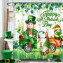 St Patricks Day Shower Curtain, 70.8"Saint Patrick Showers Curtains, Waterproof Shamrock Gnomes Curtain's