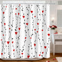 70.8"Valentine's Day Shower Curtain Black Geometric Striped Red Sweet Heart Romantic Couple Shower Curtain