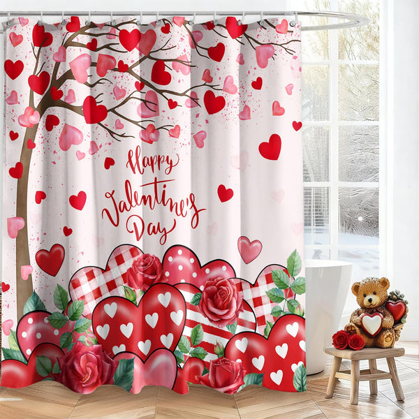 70.8"x70.8" Valentine's Day Shower Curtains for Bathroom Valentines Love Heart Shower Curtain