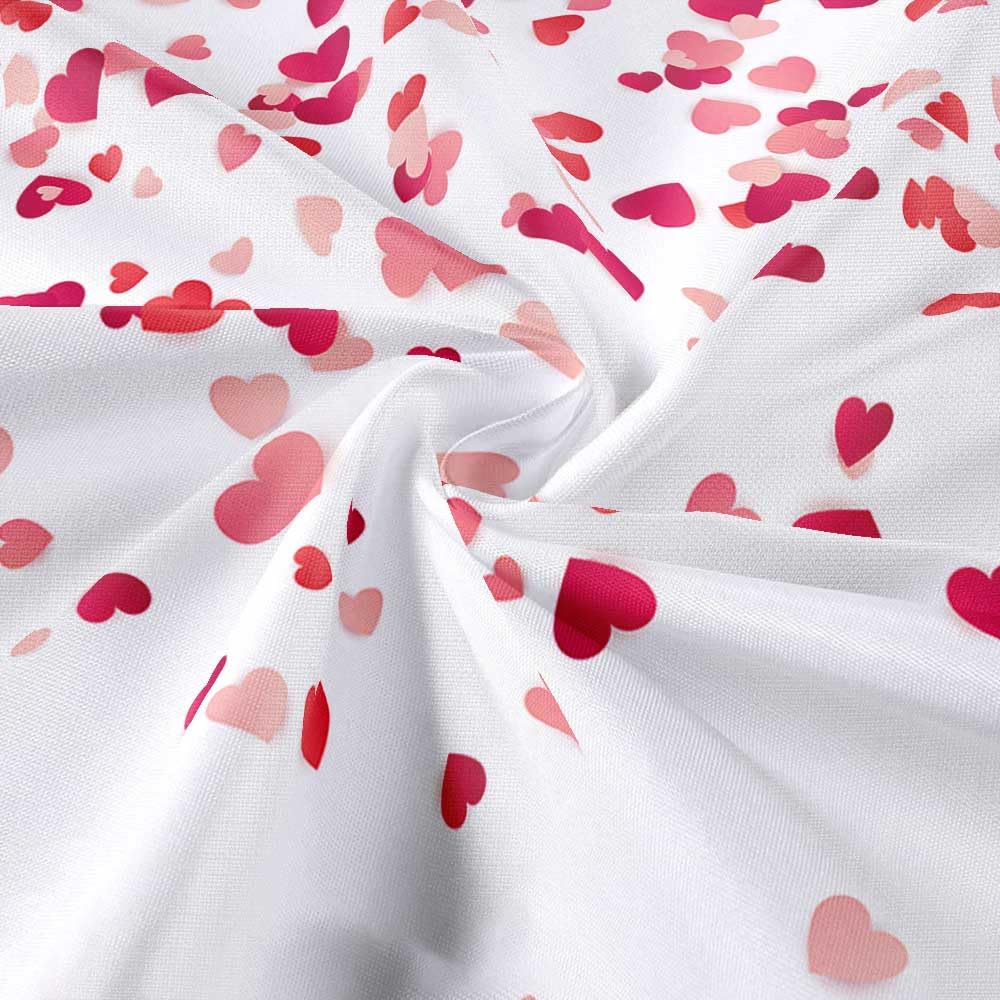 70.8"Valentine Shower Curtain, Romantic Falling Red Hearts Valentines Day Shower Curtain Valentines Bathroom Decor