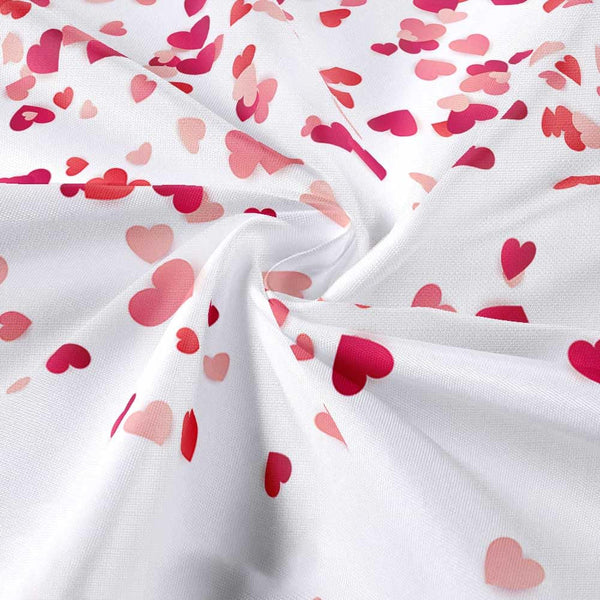 70.8"Valentine Shower Curtain, Romantic Falling Red Hearts Valentines Day Shower Curtain Valentines Bathroom Decor