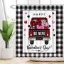 70.8"Valentine's Day Love and Car Shower Curtain Set for Bathroom, Waterproof Polyester Bathtub Decor