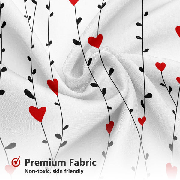 70.8"Valentine's Day Shower Curtain Black Geometric Striped Red Sweet Heart Romantic Couple Shower Curtain