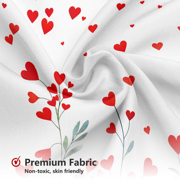 70.8"Valentines Day Shower Curtain Red Heart Green Leaves Sweet Valentine's Day Shower Curtain Romantic Love