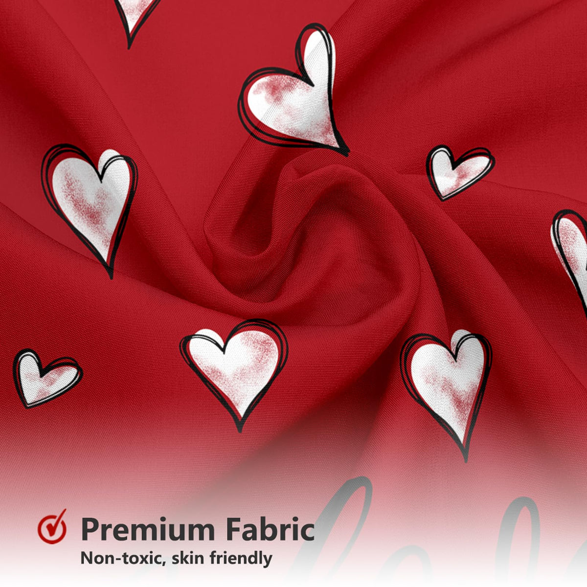 70.8"Valentine's Day Shower Curtain Red Sweet Heart Valentines Day Shower Curtain, Romantic Love Theme
