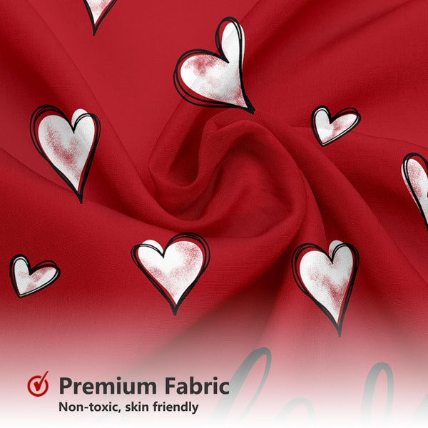 70.8"Valentine's Day Shower Curtain Red Sweet Heart Valentines Day Shower Curtain, Romantic Love Theme