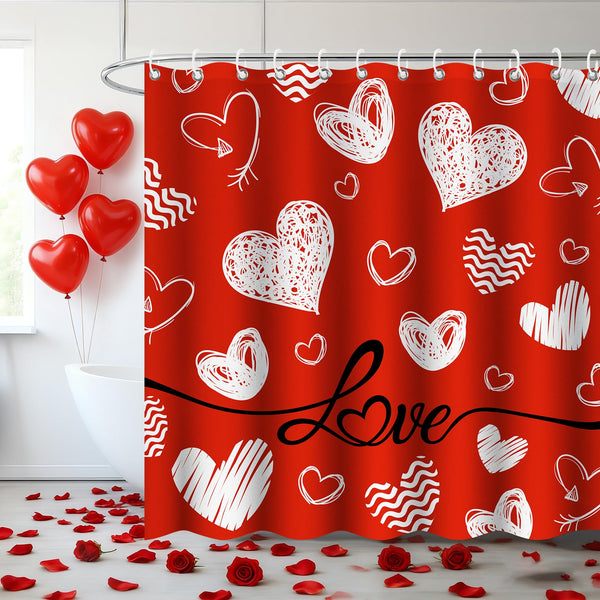 Valentines Day Shower Curtain, 70.8"Heart Valentines Heart Pattern Shower Curtains for Bathroom