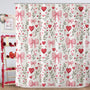 70.8"Valentines Day Shower Curtain,Red and Pink Love Hearts and Bows Shower Curtains Bathroom Bath Home Decor