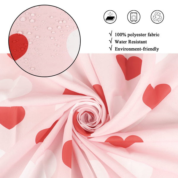 Valentine's Day Shower Curtain, 70.8"Romantic Love Theme Pink and Red Little Heart Fabric Bathroom Curtain