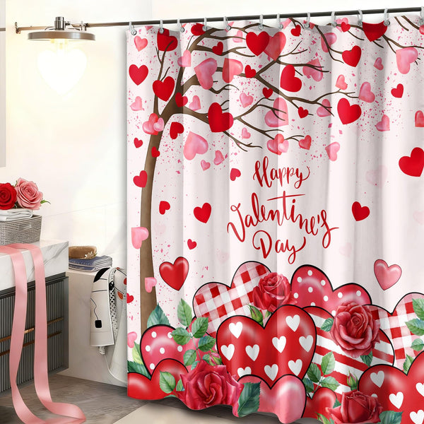 70.8"x70.8" Valentine's Day Shower Curtains for Bathroom Valentines Love Heart Shower Curtain