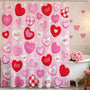 Valentines Shower Curtain 70.8"Cute Love Pink Hearts Shower Curtain for Valentines Day Decorations
