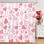 Valentines Shower Curtain Pink Heart Bathroom Shower Curtain Valentine Love Hearts  Waterproof Shower Curtains