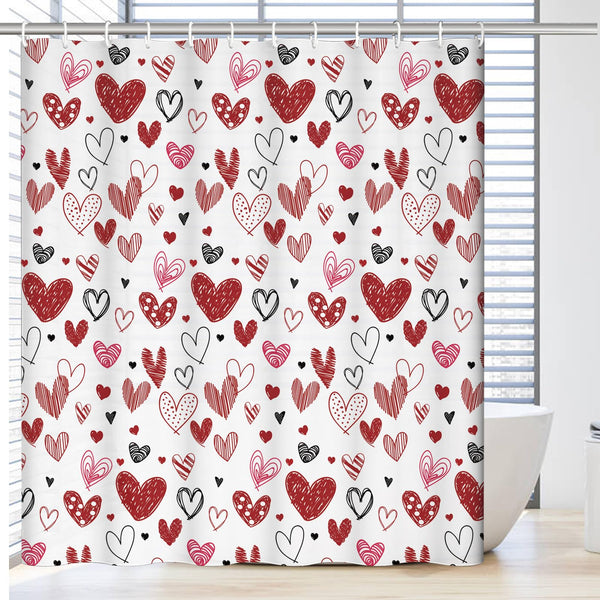 Valentines Shower Curtain Set for Bathroom, 70.8" Shower Curtain for Chic Elegant Bathroom Decor