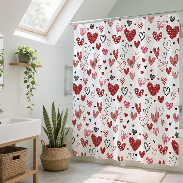 Valentines Shower Curtain Set for Bathroom, 70.8" Shower Curtain for Chic Elegant Bathroom Decor