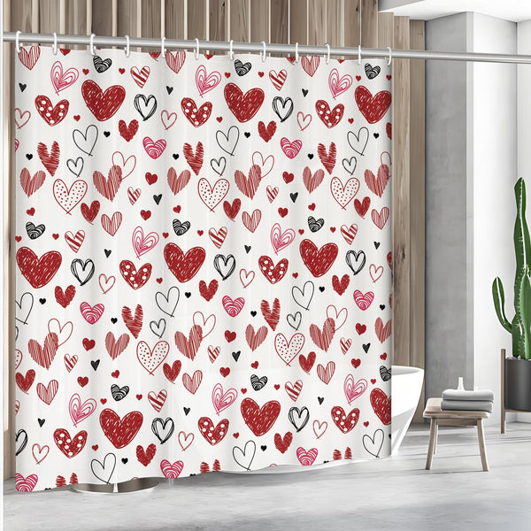 Valentines Shower Curtain Set for Bathroom, 70.8" Shower Curtain for Chic Elegant Bathroom Decor