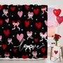 70.8" Valentines Shower Curtain Black Vintage Heart Watercolor Bathroom Decor Retro Valentine Shower Curtain