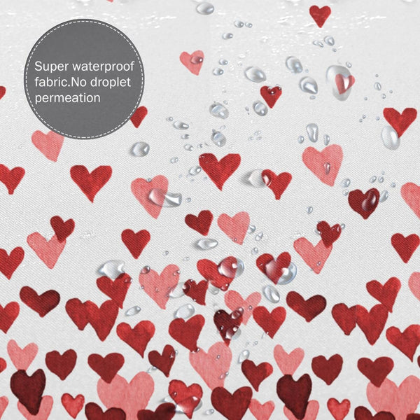 70.8"x70.8" Valentines Shower Curtain Watercolor Red Heart Waterproof Polyester Fabric Bathroom Decorations