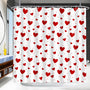 Valentines Shower Curtain, 70.8" Heart Shower Curtain Valentines Shower Curtains with White Heart Design