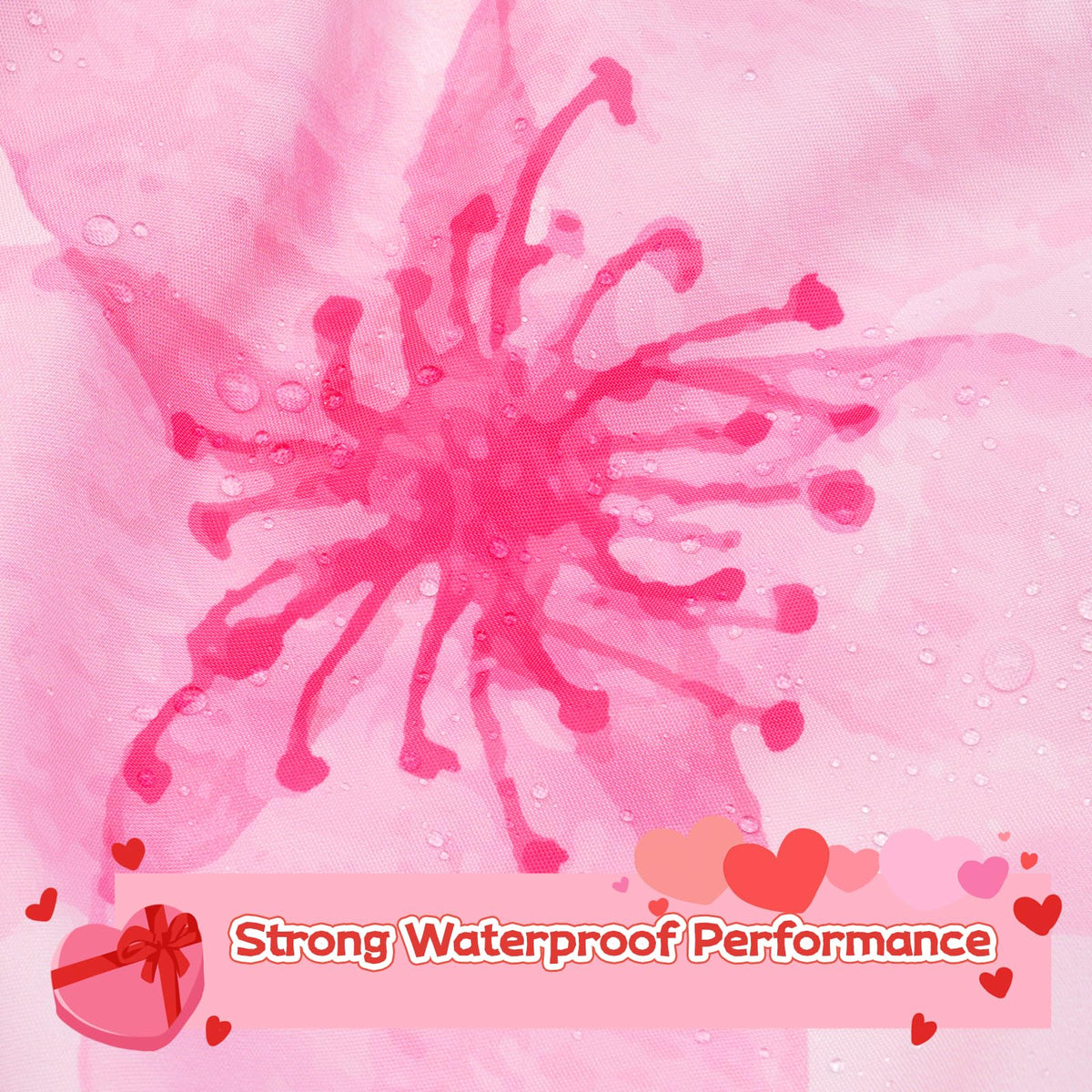 70.8"Valentines Shower Curtain, Pink Cherry Bow Shower Curtain with Floral Heart Cute Washable