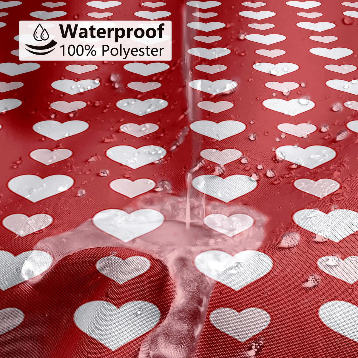 Valentines Shower Curtain,70.8"Red Pink and White Little Hearts Shower Curtain for Valentine's Day