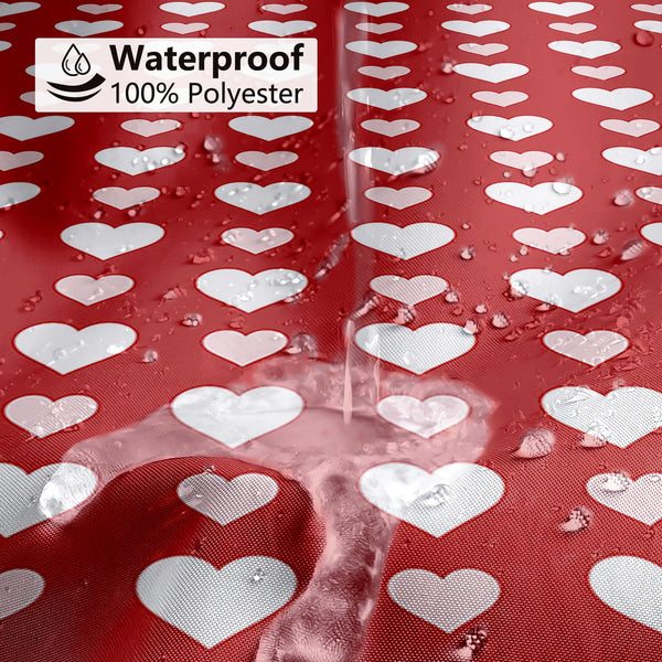 Valentines Shower Curtain,70.8"Red Pink and White Little Hearts Shower Curtain for Valentine's Day