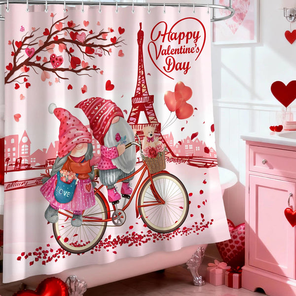 Valentines Shower Curtain, Valentines Day Shower Curtain, 70.8"Valentine Day Decorations Gnomes Love