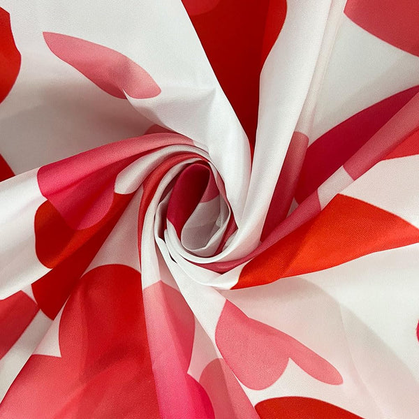 Valentines Shower Curtain, 70.8"Valentines Falling Red Hearts Watercolor Falling Red Heart Waterproof  Polyester