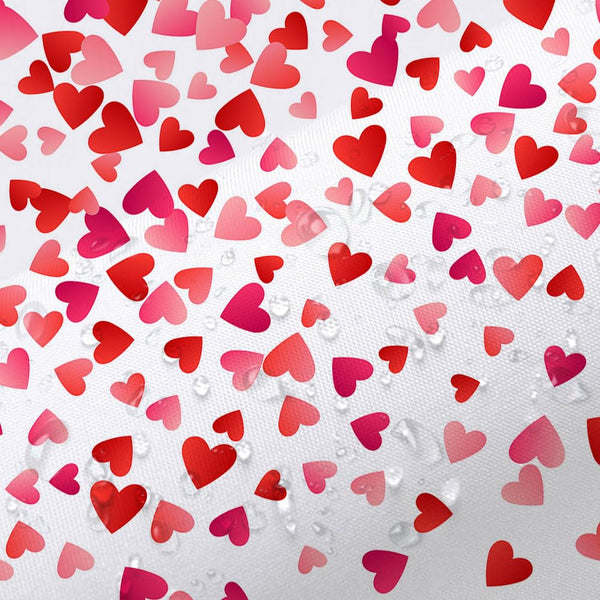 Valentines Shower Curtain, 70.8"Valentines Falling Red Hearts Watercolor Falling Red Heart Waterproof  Polyester