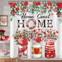 Valentines Shower Curtain,70.8"Valentines Green Eucalyptus Red Pink Floral Love Hearts Shower Curtain