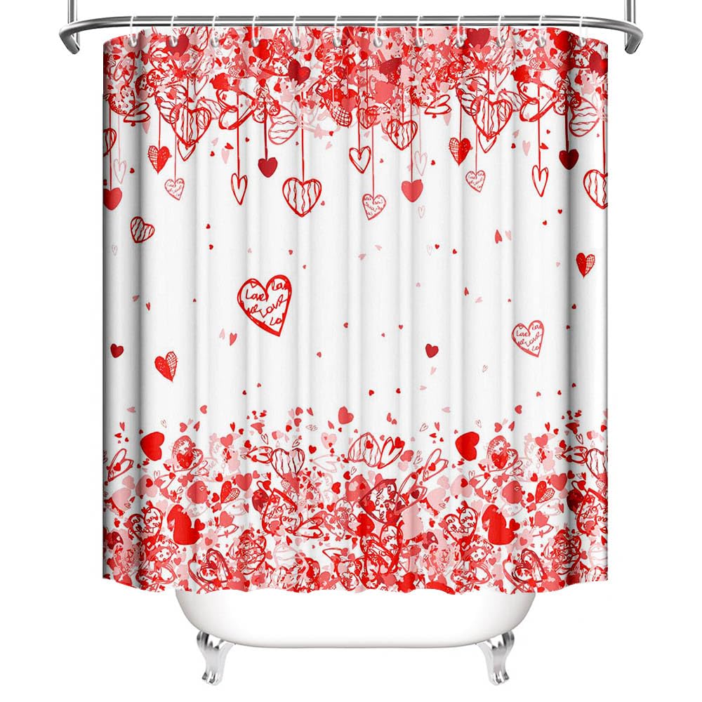 70.8"Valentine's Shower Curtain for Bathroom Valentines Heart Shower Curtain Valentines Bathroom Decor