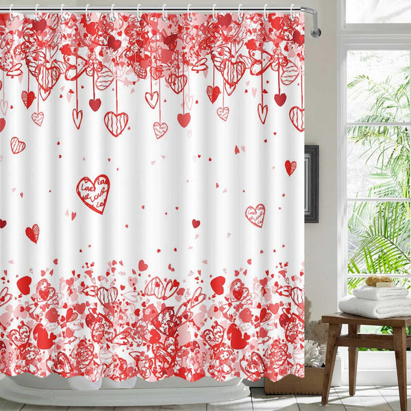 70.8"Valentine's Shower Curtain for Bathroom Valentines Heart Shower Curtain Valentines Bathroom Decor