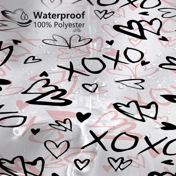 70.8"Valentine's Shower Curtains for Bathroom Love Hearts Shower Curtain XOXO Valentines Curtain Decor
