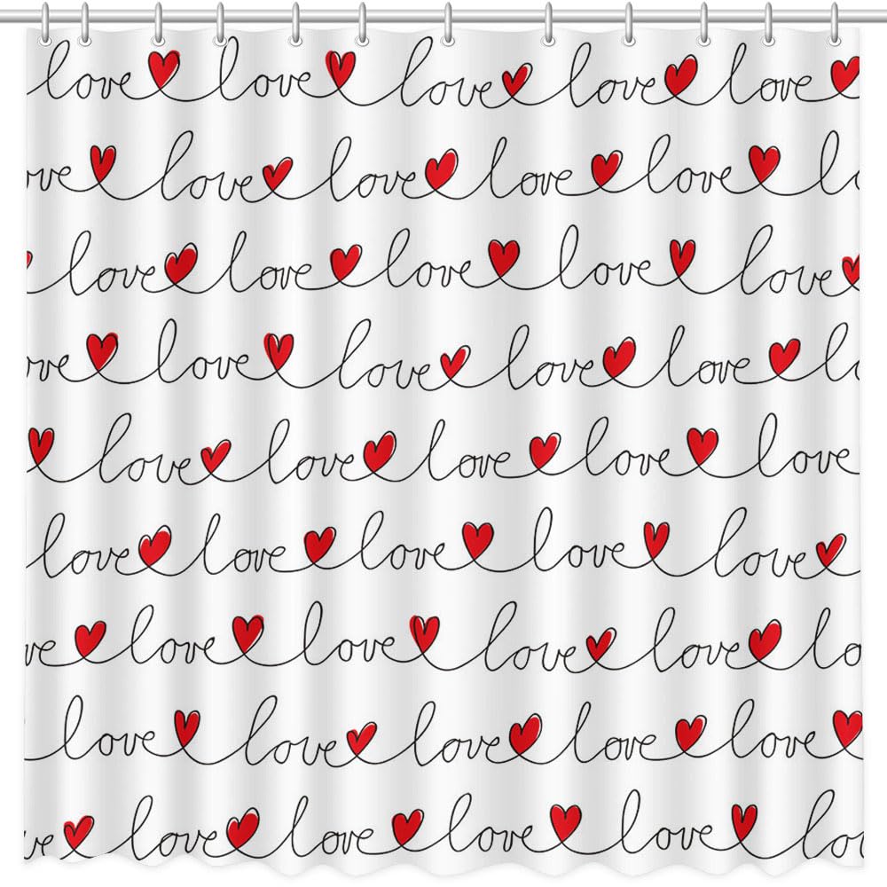 Valentines Shower Curtains for Bathroom Love Shower Curtain 70.8"Valentine's Day Contracted Bathroom Decor
