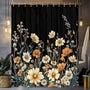 Vintage Boho Floral Shower Curtain, Bohemian Aesthetic Black Wildflower Botanical Rustic Farmhouse 70.8"