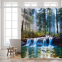 70.8" Waterfalls Shower Curtains Outdoor Natural Scenery Forest Sunshine Tree Plant Landscape Courtyard