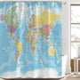 70.8"World Map Shower Curtain, Countries and Cities Geography Educational Shower Curtain