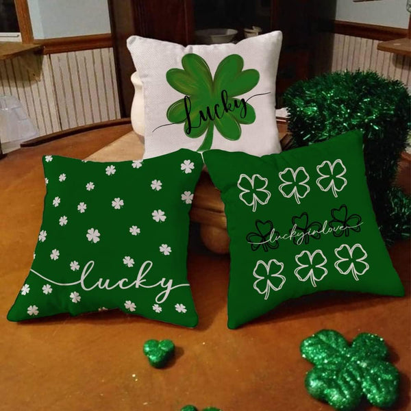Waterproof Buffalo Plaid St Patricks Day Pillow Covers 18x18 Set of 4 Farmhouse St Patricks Day
