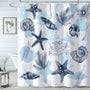 Coastal Beach Shower Curtian, Starfish Coral Seashell Seashell Navy Blue, 70.8 Inch
