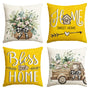 Bless Our Home Farmhouse Eucalyptus Leaves Throw Pillow Covers, 18 x 18 Inch Truck Home Sweet