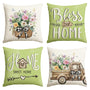 Bless Our Home Farmhouse Eucalyptus Leaves Throw Pillow Covers, 18" Truck Home Sweet