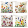 Waterproof Throw Pillow Covers 18x18 Set of 4 Summer Spring Pillow Covers Flower Butterfly