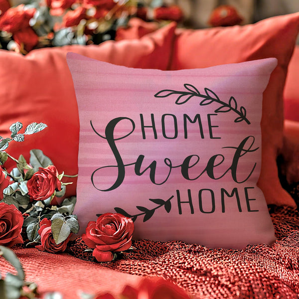 Valentines Day Birds Family Decorative Throw Pillow Covers 18" Set of 4, Pink Love Heart Flower Home Sweet Home