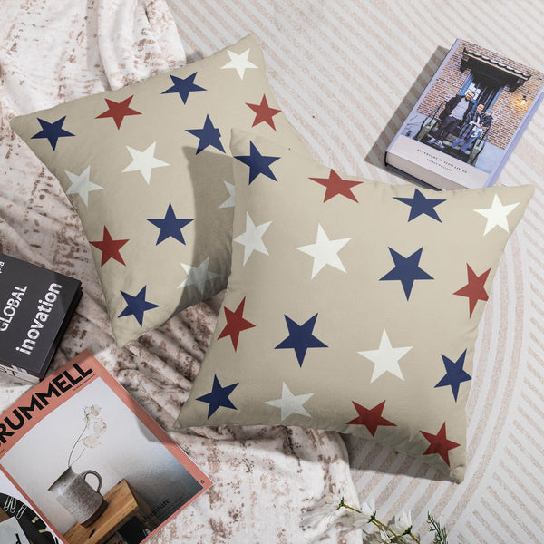 Waterproof 4th of July Patriotic Pillow Covers 18x18 Set of 2, Red White Blue Fourth July Decorations