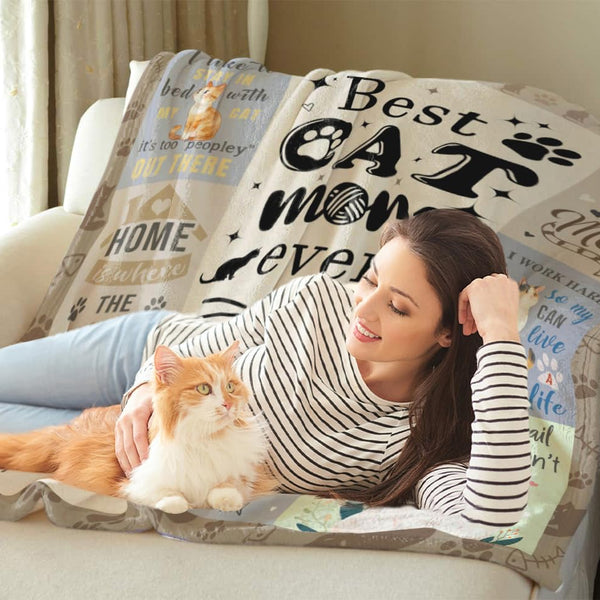 Cat Gifts for Women, Cat Mom Blankets, Gifts for Cats Lovers Women for Mothers Day