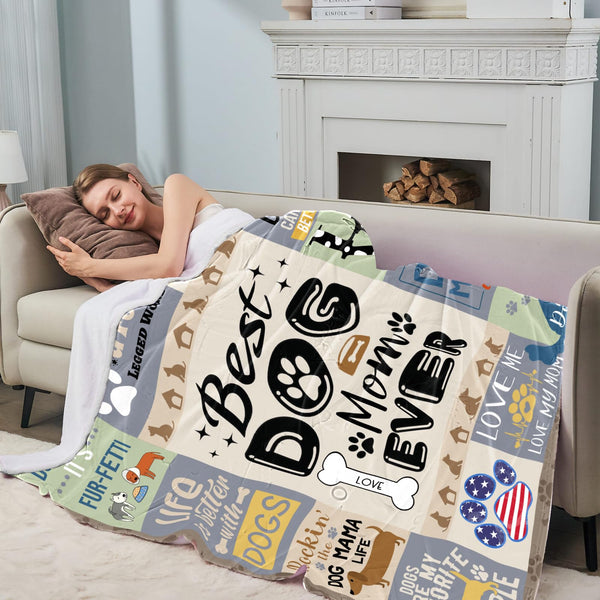 Dog Mom Gifts for Women, Gifts for Dog Lovers Women, Mothers Day Dogs Lovers Gift Throw Blanket