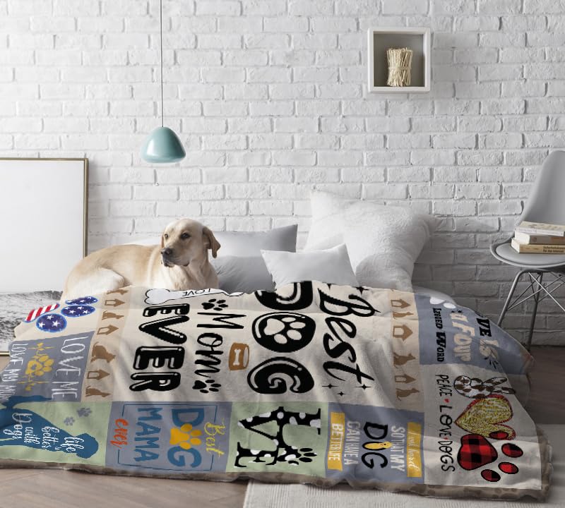Dog Mom Gifts for Women, Gifts for Dog Lovers Women, Mothers Day Dogs Lovers Gift Throw Blanket