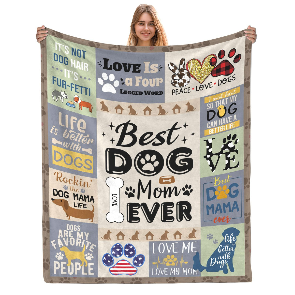 Dog Mom Gifts for Women, Gifts for Dog Lovers Women, Mothers Day Dogs Lovers Gift Throw Blanket