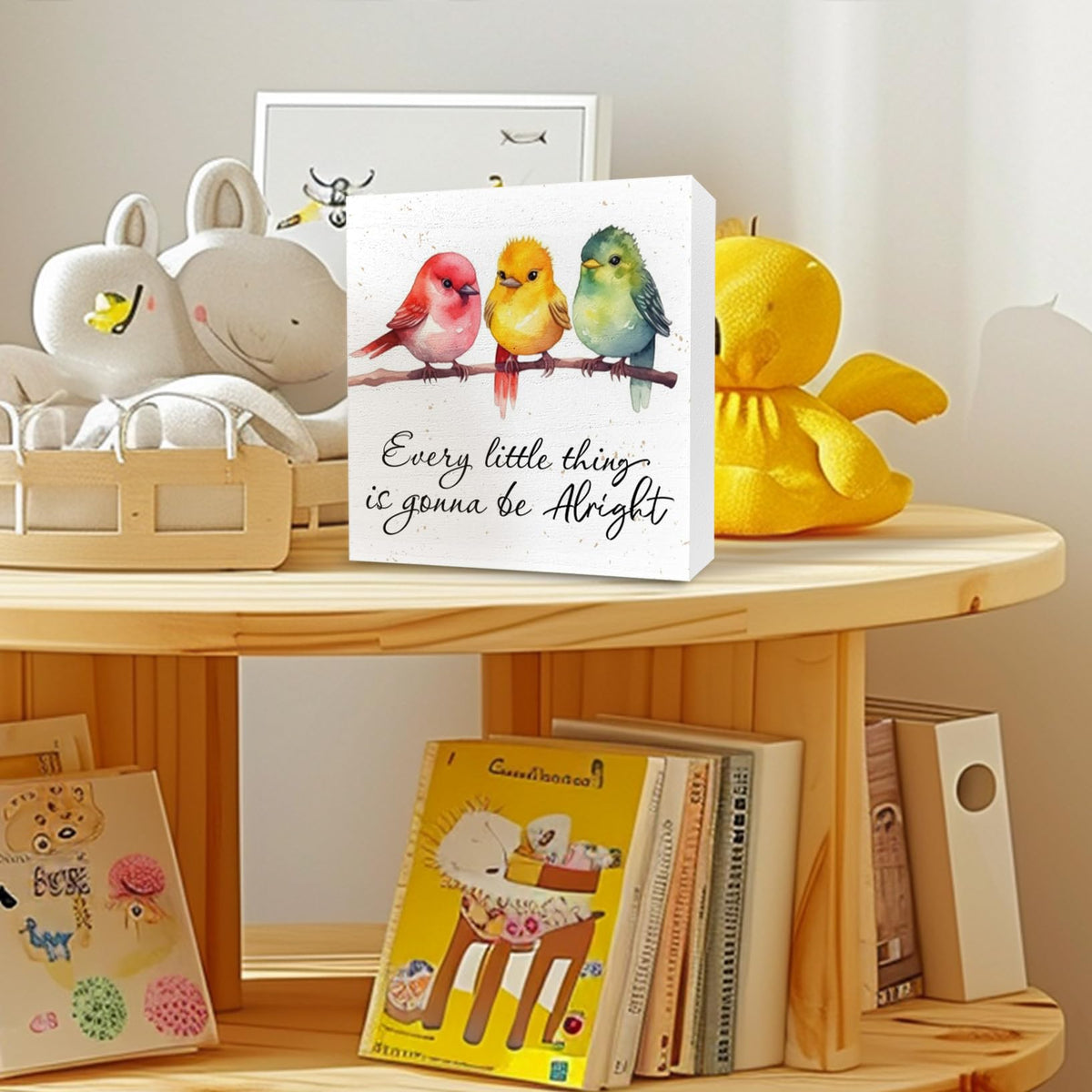 Every Little Things Is Gonna Be Alright Wooden Sign, 5.1x5.1 Inch