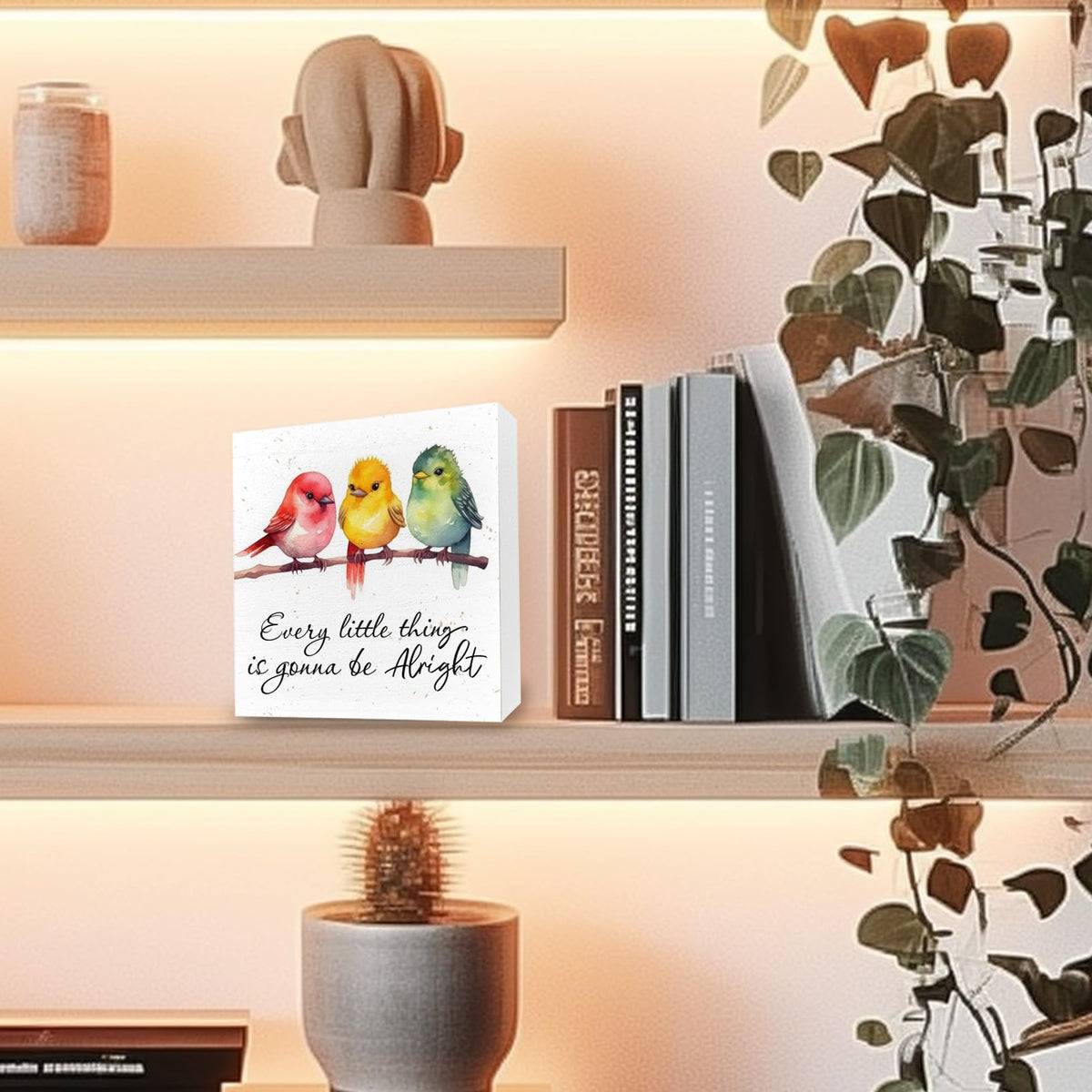 Every Little Things Is Gonna Be Alright Wooden Sign, 5.1x5.1 Inch