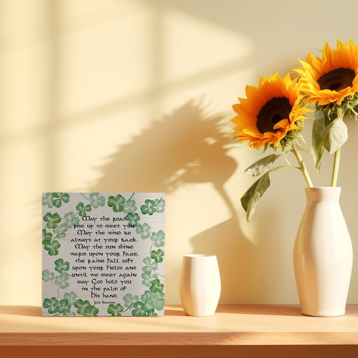 Irish Blessing Wooden Box Sign 5x5 Inch, St. Patrick's Day Decorations